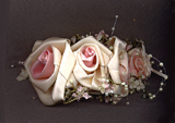 White & Ecru Satin Rose Headpiece